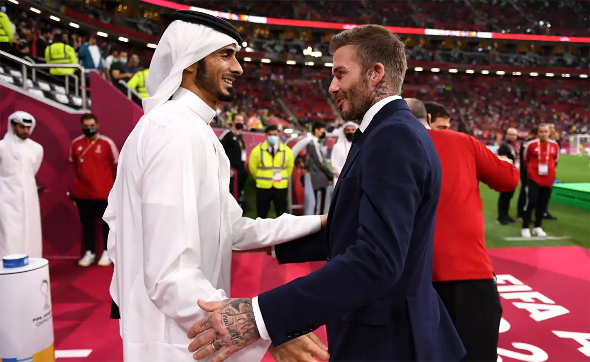 David Beckham talks to H.E Sheikh Jassim Bin Hamad Al Thani